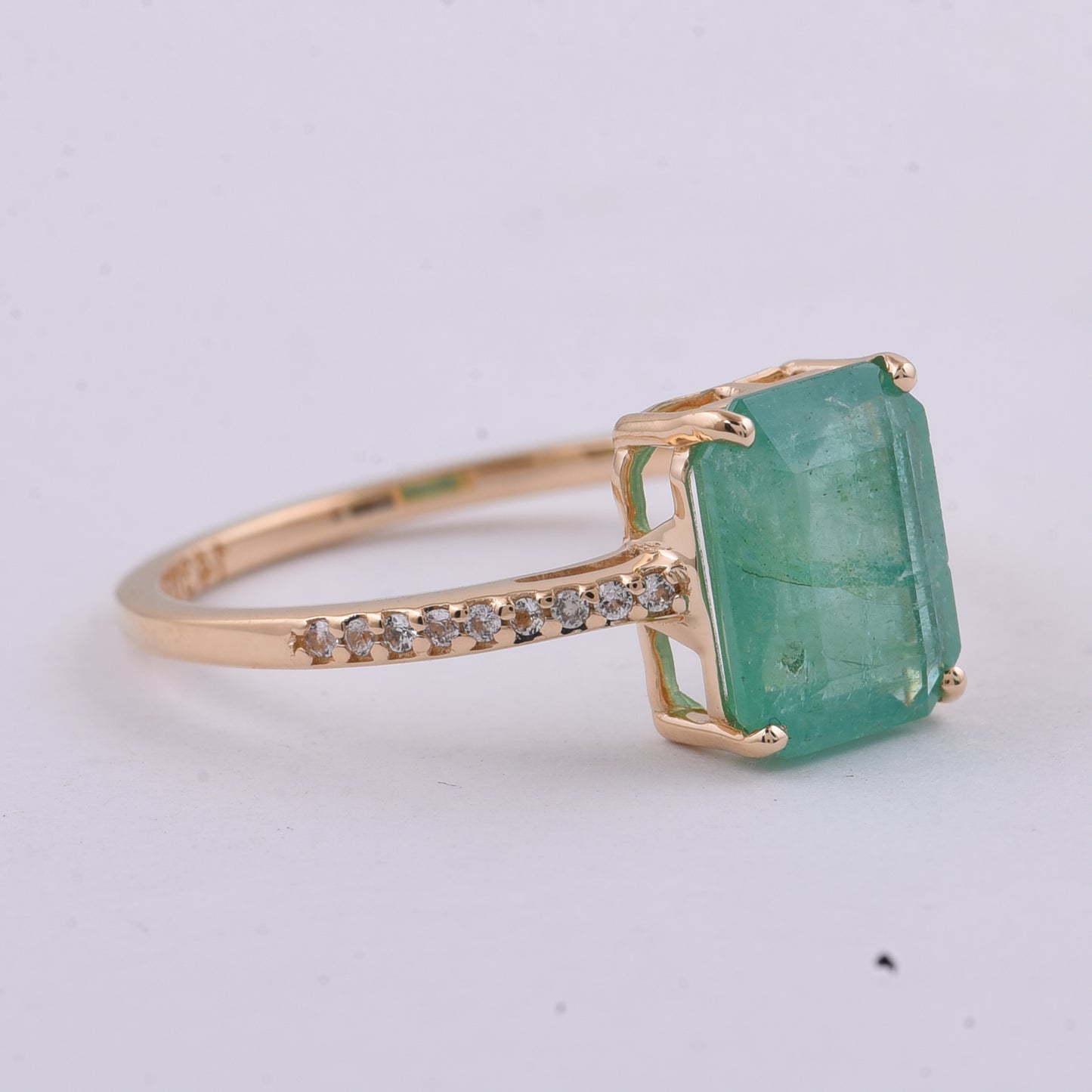 1.82 Ct Octagon Step Cut Natural Emerald 14K Gold Ring
