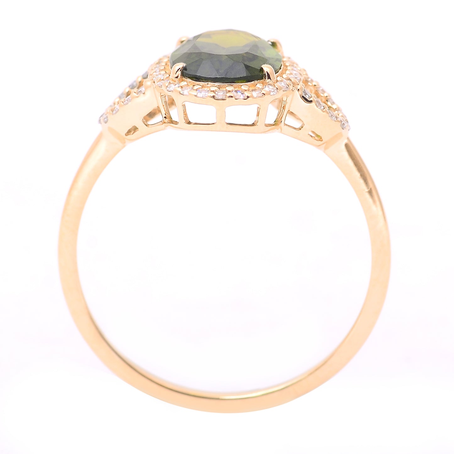 1.55 Ct Oval Mixed Cut Natural Tourmaline 14K Gold Ring