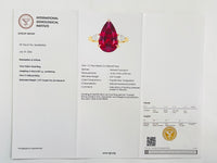6.17 Ct Pear Ruby 18K Gold Ring