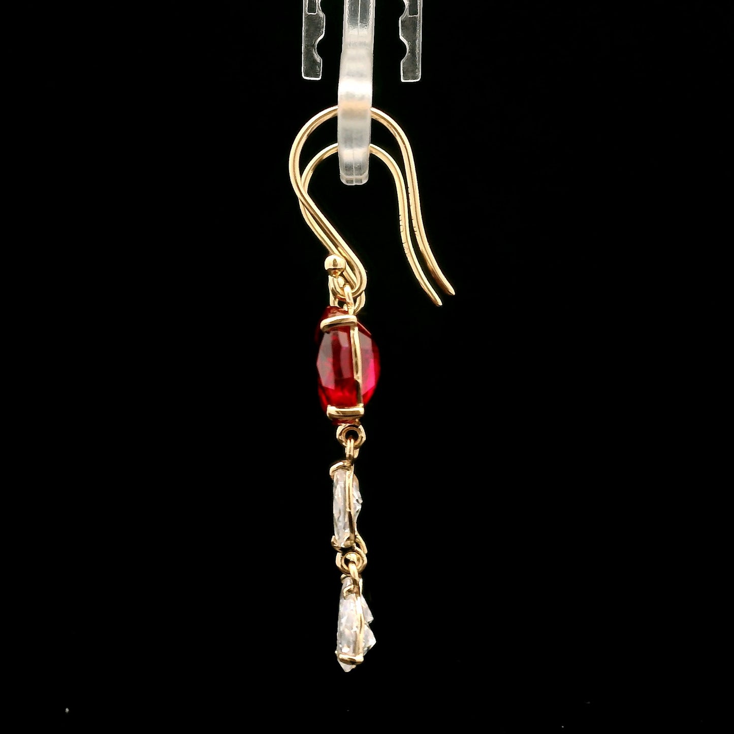 6.85 Ct Oval Mixed Cut Lab Grown Ruby 14K Gold Earrings