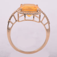 2.24 Ct Cushion Mixed Cut Natural Fire Opal 14K Gold Ring