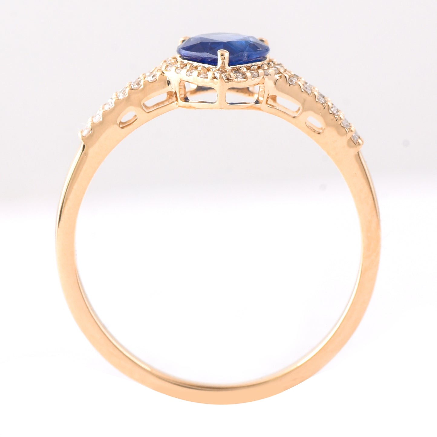 0.91 Ct Pear Mixed Cut Natural Sapphire 14K Gold Ring