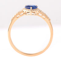 0.91 Ct Pear Mixed Cut Natural Sapphire 14K Gold Ring