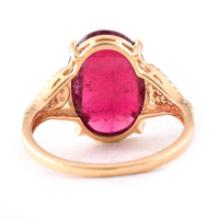 4.40 Ct Oval Cabochon Cut Natural Pink Tourmaline 14K Gold Ring