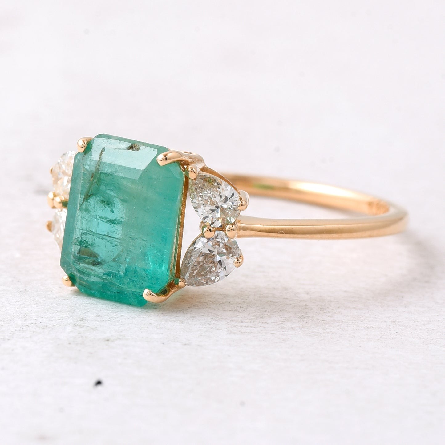 2.33 Ct Octagon Step Cut Natural Emerald 14K Gold Ring