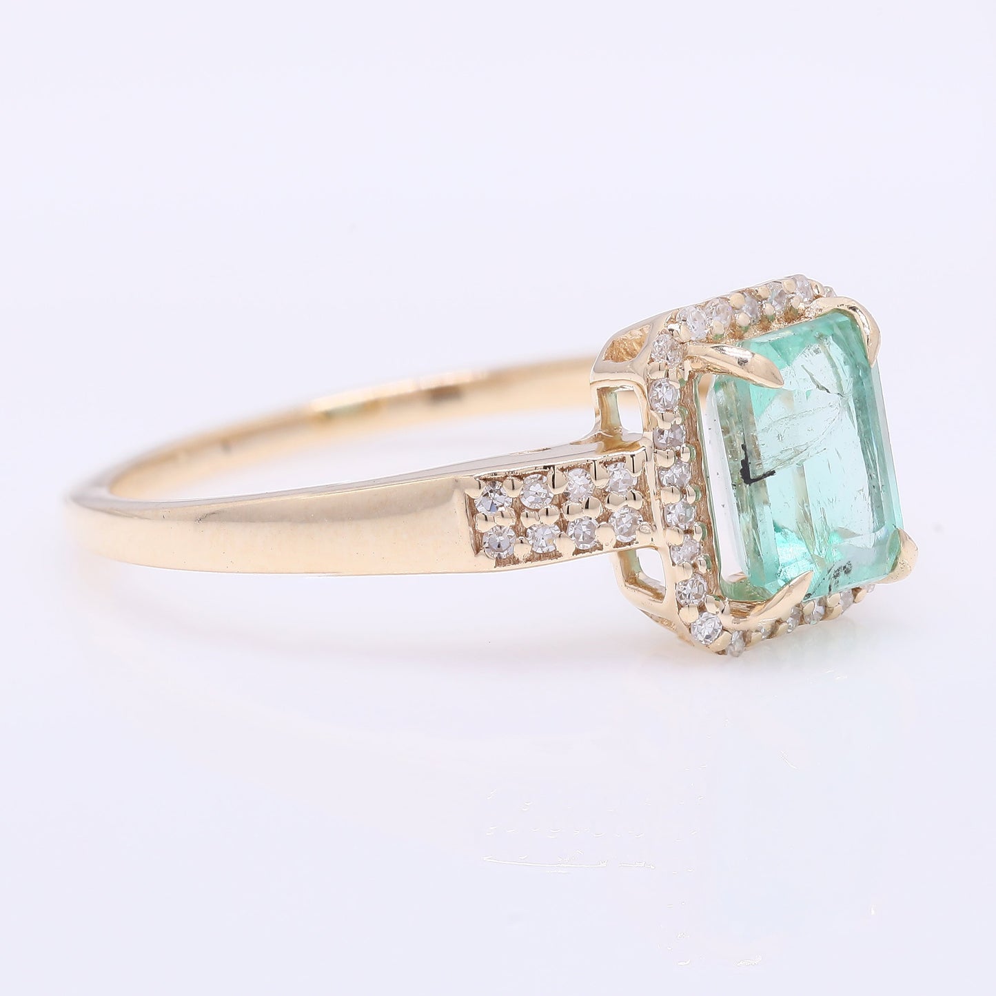 1.25 Ct Octagon Step Cut Natural Emerald 14K Gold Ring