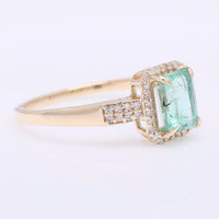 1.25 Ct Octagon Step Cut Natural Emerald 14K Gold Ring