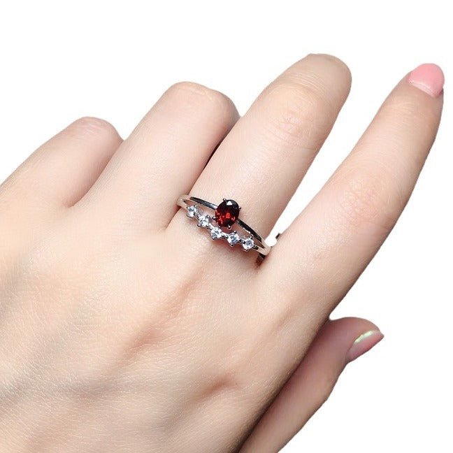 Garnet 925 Sterling Silver Ring