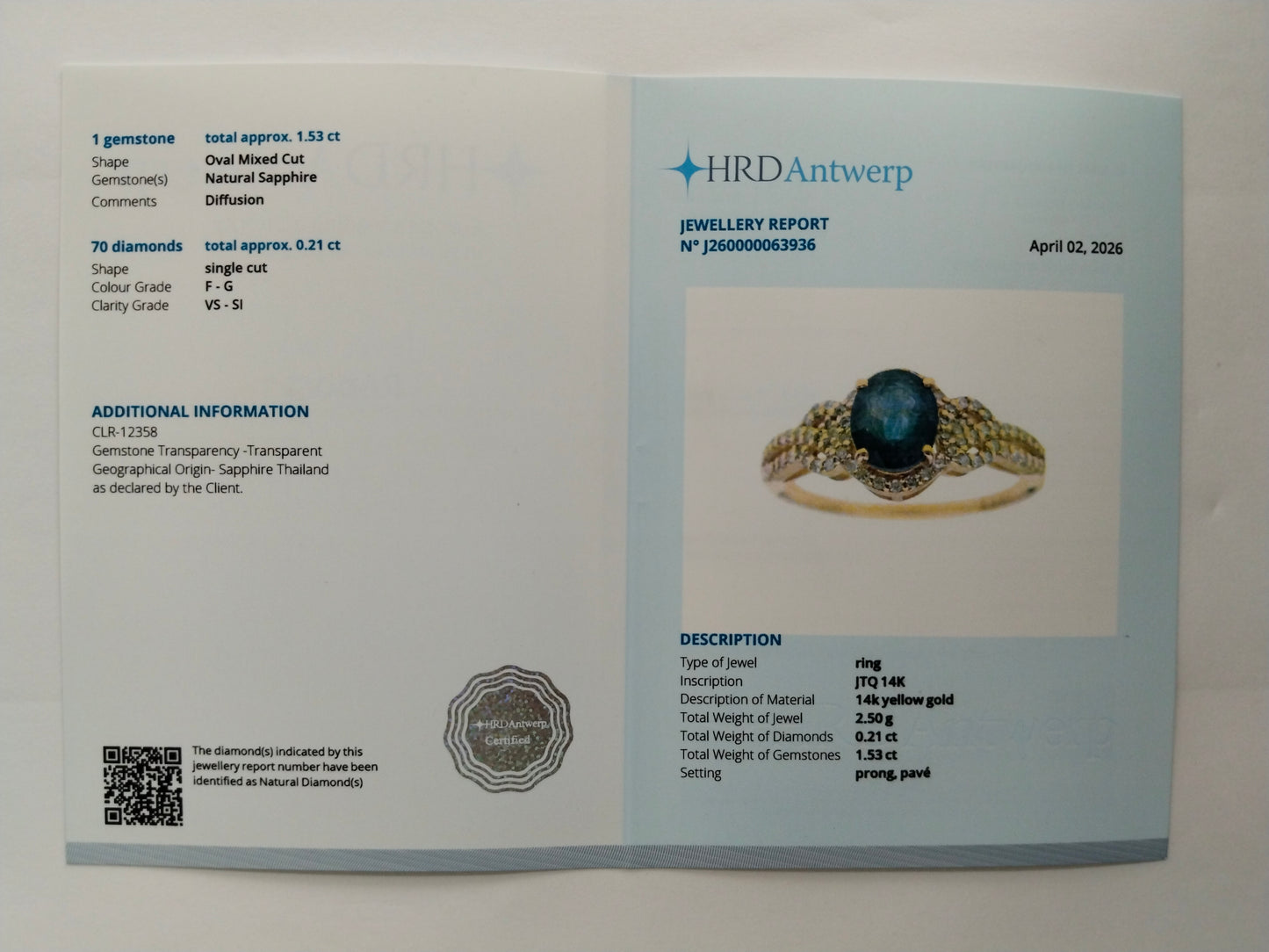 1.74 Ct Oval Mixed Cut Natural Sapphire 14K Gold Ring