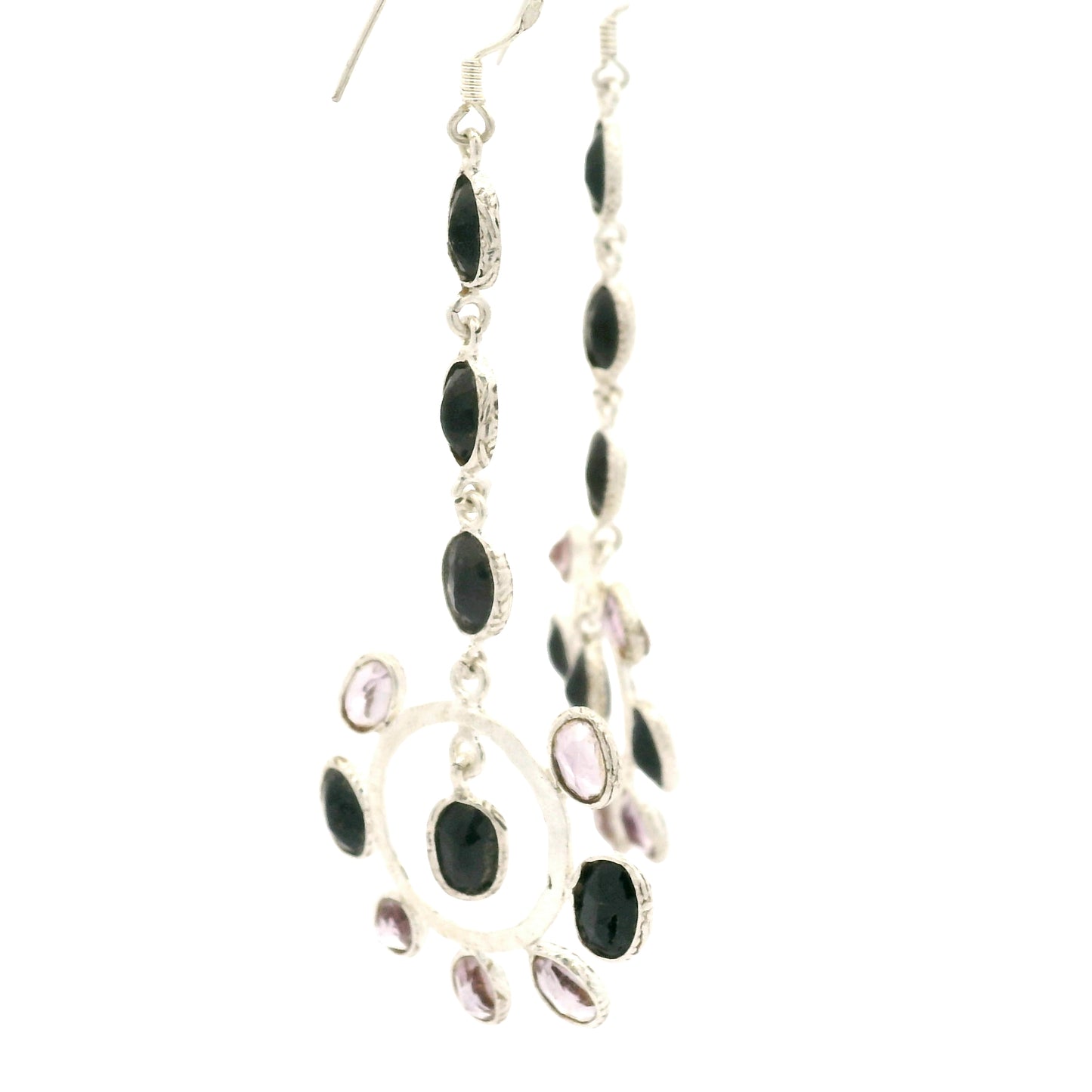 18.50 Ct Amethyst, Sapphire 925 Sterling Silver Earrings