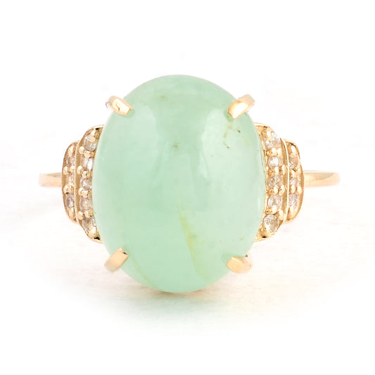 10.42 Ct Oval Emerald 14K Gold Ring
