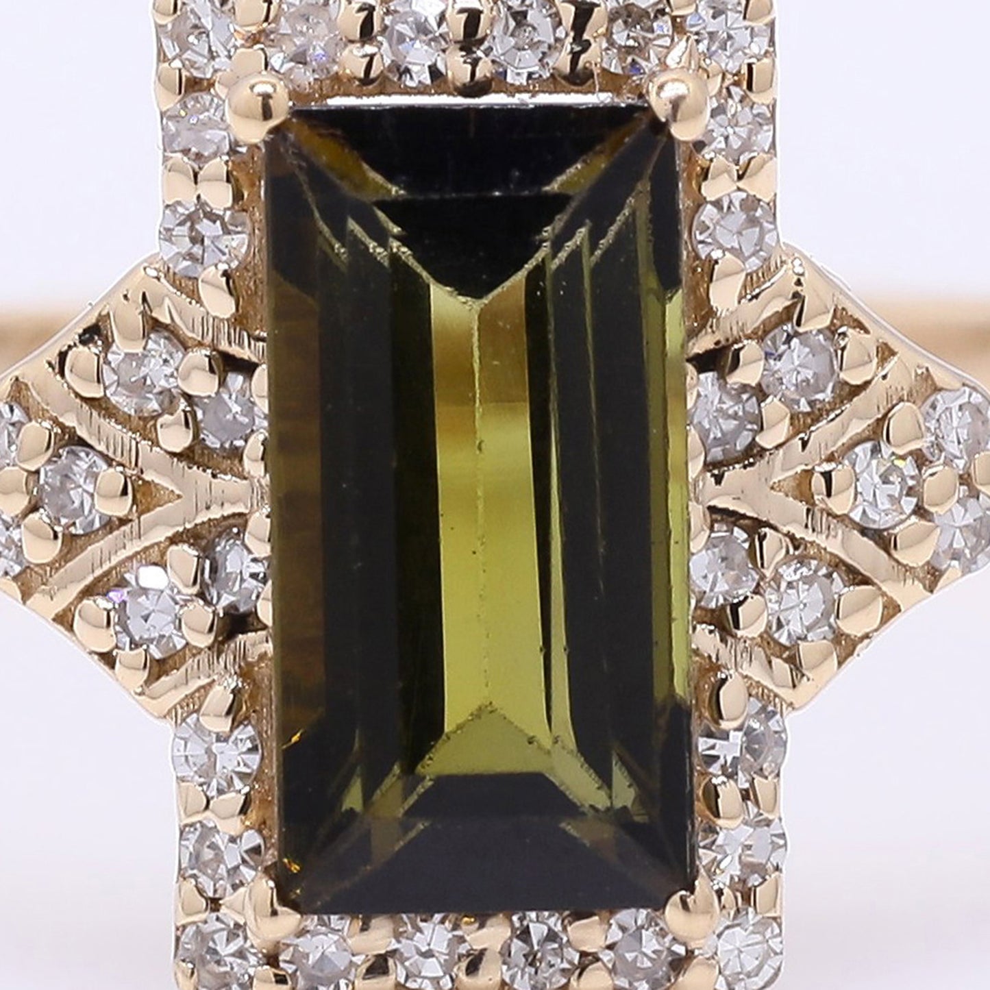 1.05 Ct Rectangle Step Cut Natural Green Tourmaline 14K Gold Ring