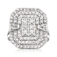 1.61 ct. Moissanite Round & Tapered Sterling Silver Women Ring Size 7