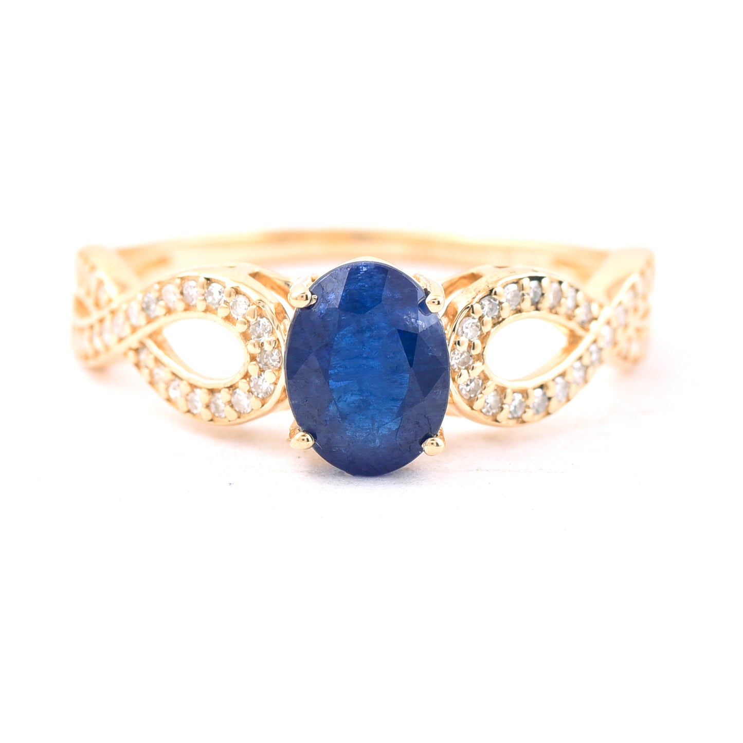 1.51 Ct Oval Mixed Cut Natural Sapphire 14K Gold Ring