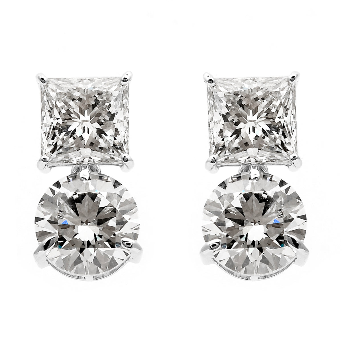 6.62 Ct Round, Square Lab Grown Diamond 14K Gold Earrings