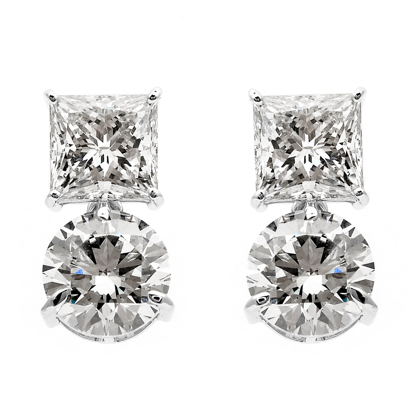 6.62 Ct Round, Square Lab Grown Diamond 14K Gold Earrings