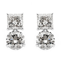6.62 Ct Round, Square Lab Grown Diamond 14K Gold Earrings