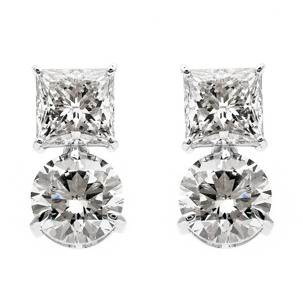 6.62 Ct Round, Square Lab Grown Diamond 14K Gold Earrings