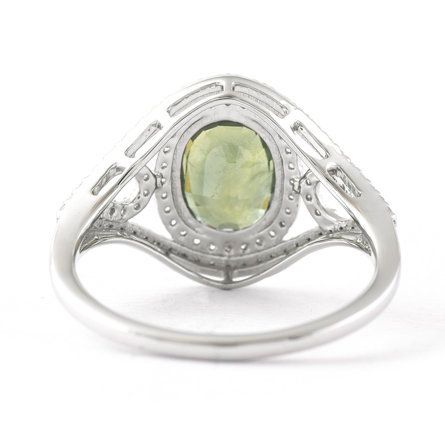 2.43 Ct Oval Mixed Cut Natural Green Sapphire 950 Platinum Ring