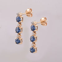 1.35 Ct Round Sapphire 14K Gold Earrings