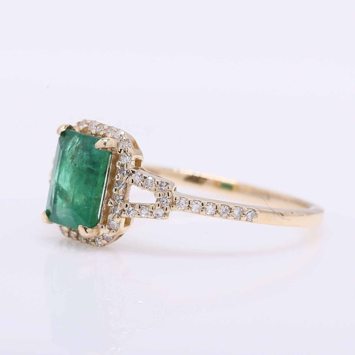1.13 Ct Octagon Step Cut Natural Emerald 14K Gold Ring