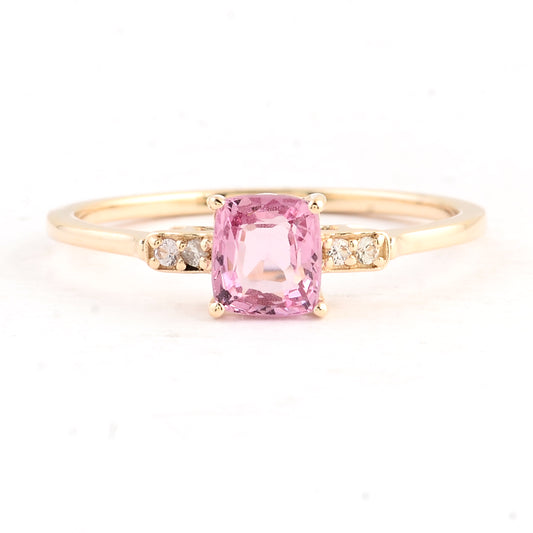 0.79 Ct Square Spinel 14K Gold Ring