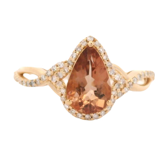 1.20 Ct Pear Oregon Sunstone 14K Gold Ring