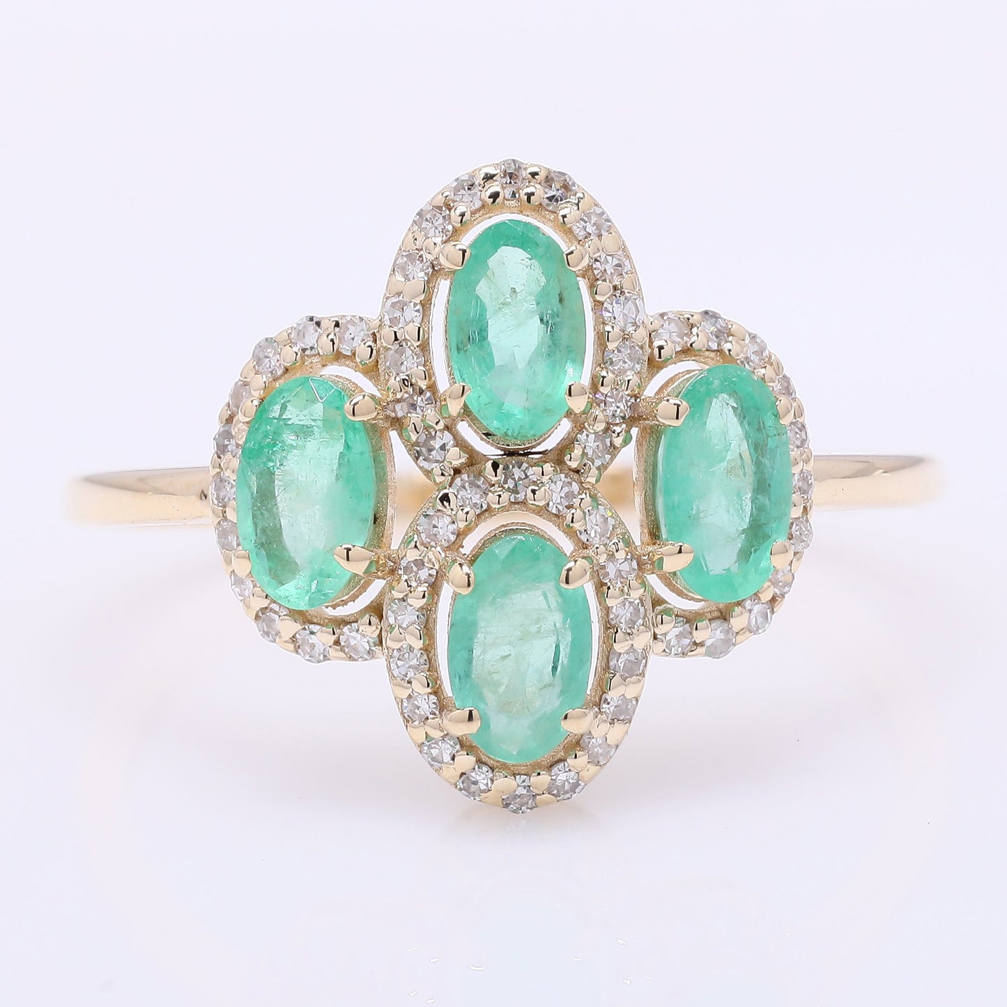 2.19 Ct Oval Mixed Cut Natural Emerald 14K Gold Ring
