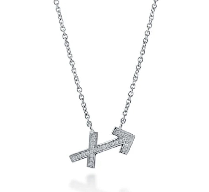 Zodiac Sagittarius CZ Pendant Necklace in Sterling Silver
