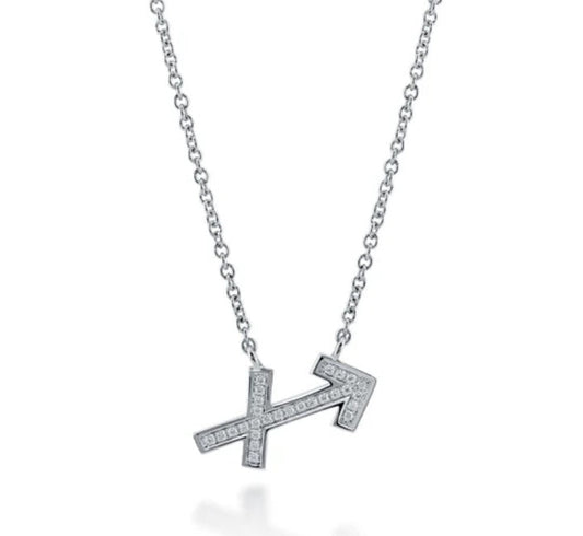 Zodiac Sagittarius CZ Pendant Necklace in Sterling Silver