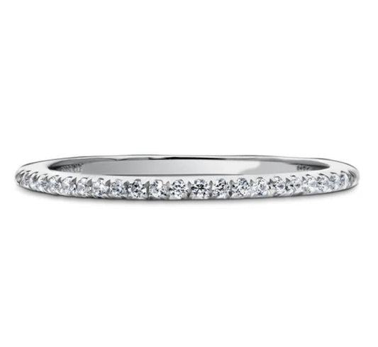 Micro Pave Set CZ Half Eternity Ring in Sterling Silver