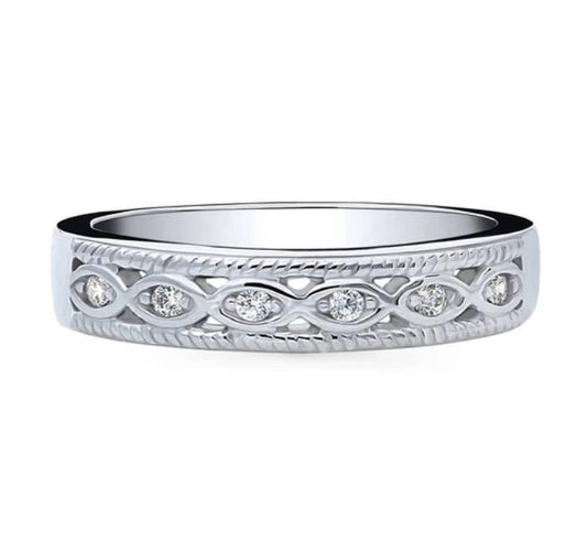 Woven CZ Band in Sterling Silver