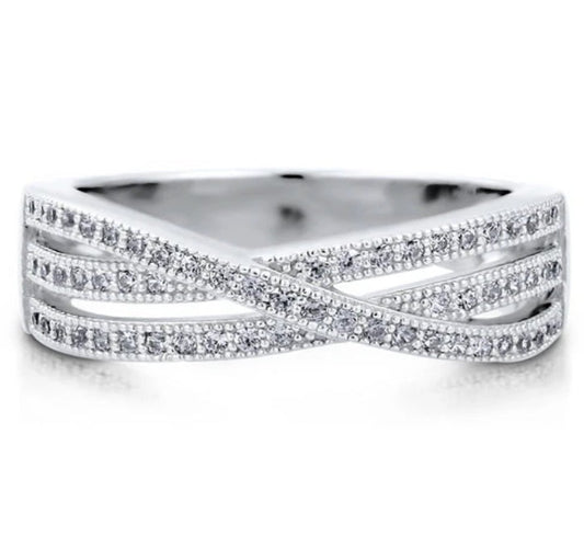 Woven CZ Ring in Sterling Silver